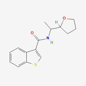 molecular formula C15H17NO2S B4182938 N-[1-(oxolan-2-yl)ethyl]-1-benzothiophene-3-carboxamide 