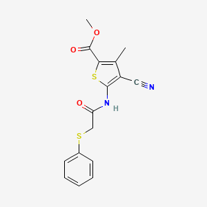 molecular formula C16H14N2O3S2 B4183132 METHYL 4-CYANO-3-METHYL-5-{[2-(PHENYLSULFANYL)ACETYL]AMINO}-2-THIOPHENECARBOXYLATE 