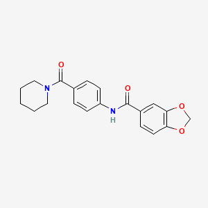 molecular formula C20H20N2O4 B4183238 N-[4-(PIPERIDINE-1-CARBONYL)PHENYL]-2H-13-BENZODIOXOLE-5-CARBOXAMIDE 