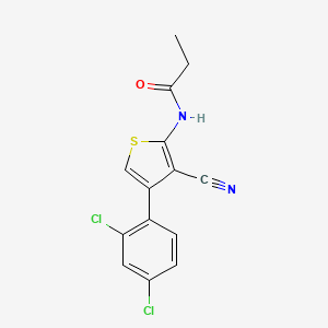 molecular formula C14H10Cl2N2OS B4183248 N-[3-cyano-4-(2,4-dichlorophenyl)thiophen-2-yl]propanamide 