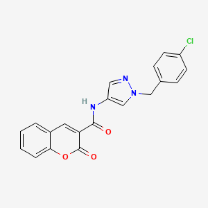 molecular formula C20H14ClN3O3 B4183251 N-{1-[(4-CHLOROPHENYL)METHYL]-1H-PYRAZOL-4-YL}-2-OXO-2H-CHROMENE-3-CARBOXAMIDE 