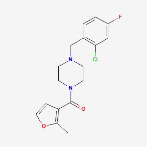 molecular formula C17H18ClFN2O2 B4183365 [4-(2-CHLORO-4-FLUOROBENZYL)PIPERAZINO](2-METHYL-3-FURYL)METHANONE 