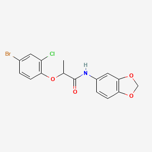 molecular formula C16H13BrClNO4 B4183610 N-(1,3-benzodioxol-5-yl)-2-(4-bromo-2-chlorophenoxy)propanamide 