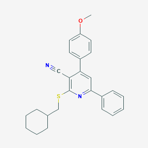 molecular formula C26H26N2OS B418365 2-((Cyclohexylmethyl)thio)-4-(4-methoxyphenyl)-6-phenylnicotinonitrile CAS No. 337505-53-0