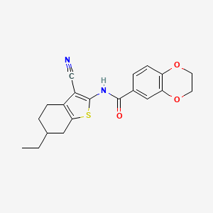 molecular formula C20H20N2O3S B4183717 N-(3-cyano-6-ethyl-4,5,6,7-tetrahydro-1-benzothiophen-2-yl)-2,3-dihydro-1,4-benzodioxine-6-carboxamide 