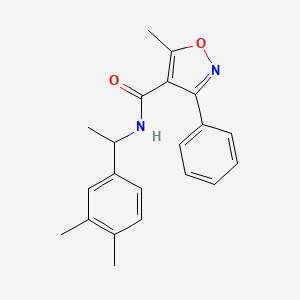 molecular formula C21H22N2O2 B4183780 N-[1-(3,4-dimethylphenyl)ethyl]-5-methyl-3-phenyl-1,2-oxazole-4-carboxamide 