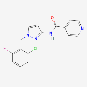molecular formula C16H12ClFN4O B4183842 N-{1-[(2-CHLORO-6-FLUOROPHENYL)METHYL]-1H-PYRAZOL-3-YL}PYRIDINE-4-CARBOXAMIDE 