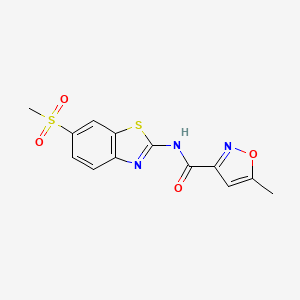 molecular formula C13H11N3O4S2 B4183901 N-(6-METHANESULFONYL-13-BENZOTHIAZOL-2-YL)-5-METHYL-12-OXAZOLE-3-CARBOXAMIDE 