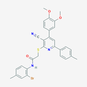 molecular formula C30H26BrN3O3S B418398 N-(2-bromo-4-methylphenyl)-2-[3-cyano-4-(3,4-dimethoxyphenyl)-6-(4-methylphenyl)pyridin-2-yl]sulfanylacetamide 