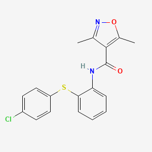 molecular formula C18H15ClN2O2S B4184184 N-{2-[(4-CHLOROPHENYL)SULFANYL]PHENYL}-3,5-DIMETHYL-4-ISOXAZOLECARBOXAMIDE 