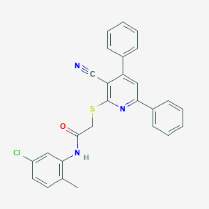 molecular formula C27H20ClN3OS B418419 N-(5-chloro-2-methylphenyl)-2-[(3-cyano-4,6-diphenyl-2-pyridinyl)sulfanyl]acetamide 