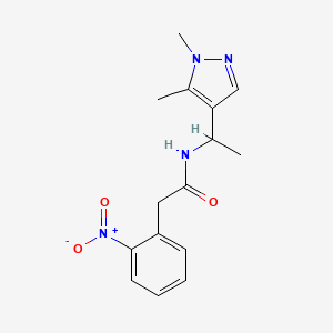 molecular formula C15H18N4O3 B4184198 N-[1-(15-DIMETHYL-1H-PYRAZOL-4-YL)ETHYL]-2-(2-NITROPHENYL)ACETAMIDE 