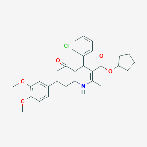 molecular formula C30H32ClNO5 B418442 cyclopentyl 4-(2-chlorophenyl)-7-(3,4-dimethoxyphenyl)-2-methyl-5-oxo-1,4,5,6,7,8-hexahydroquinoline-3-carboxylate 