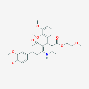 molecular formula C30H35NO8 B418443 2-Methoxyethyl 4-(2,3-dimethoxyphenyl)-7-(3,4-dimethoxyphenyl)-2-methyl-5-oxo-1,4,5,6,7,8-hexahydroquinoline-3-carboxylate 