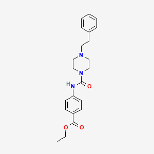 molecular formula C22H27N3O3 B4184432 ETHYL 4-{[(4-PHENETHYLPIPERAZINO)CARBONYL]AMINO}BENZOATE 