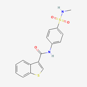 molecular formula C16H14N2O3S2 B4184464 N-[4-(methylsulfamoyl)phenyl]-1-benzothiophene-3-carboxamide 