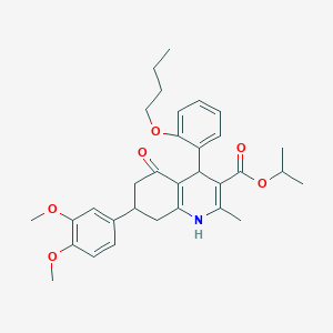 molecular formula C32H39NO6 B418450 Propan-2-yl 4-(2-butoxyphenyl)-7-(3,4-dimethoxyphenyl)-2-methyl-5-oxo-1,4,5,6,7,8-hexahydroquinoline-3-carboxylate 