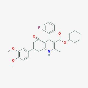 molecular formula C31H34FNO5 B418452 Cyclohexyl 7-(3,4-dimethoxyphenyl)-4-(2-fluorophenyl)-2-methyl-5-oxo-1,4,5,6,7,8-hexahydroquinoline-3-carboxylate 