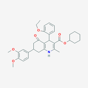 molecular formula C33H39NO6 B418454 Cyclohexyl 7-(3,4-dimethoxyphenyl)-4-(2-ethoxyphenyl)-2-methyl-5-oxo-1,4,5,6,7,8-hexahydroquinoline-3-carboxylate 