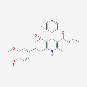 molecular formula C28H31NO5 B418456 Ethyl 7-(3,4-dimethoxyphenyl)-2-methyl-4-(2-methylphenyl)-5-oxo-1,4,5,6,7,8-hexahydro-3-quinolinecarboxylate 