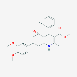 molecular formula C27H29NO5 B418457 Methyl 7-(3,4-dimethoxyphenyl)-2-methyl-4-(2-methylphenyl)-5-oxo-1,4,5,6,7,8-hexahydro-3-quinolinecarboxylate 