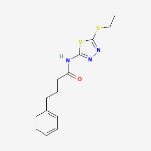 molecular formula C14H17N3OS2 B4184583 N-[5-(ethylsulfanyl)-1,3,4-thiadiazol-2-yl]-4-phenylbutanamide 