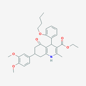 molecular formula C31H37NO6 B418459 Ethyl 4-(2-butoxyphenyl)-7-(3,4-dimethoxyphenyl)-2-methyl-5-oxo-1,4,5,6,7,8-hexahydroquinoline-3-carboxylate 