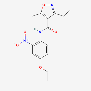 molecular formula C15H17N3O5 B4184630 N-(4-ETHOXY-2-NITROPHENYL)-3-ETHYL-5-METHYL-12-OXAZOLE-4-CARBOXAMIDE 