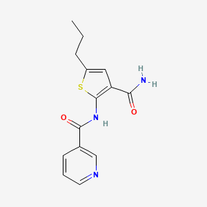 molecular formula C14H15N3O2S B4184633 N-(3-carbamoyl-5-propylthiophen-2-yl)pyridine-3-carboxamide 