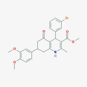 molecular formula C26H26BrNO5 B418471 Methyl 4-(3-bromophenyl)-7-(3,4-dimethoxyphenyl)-2-methyl-5-oxo-1,4,5,6,7,8-hexahydroquinoline-3-carboxylate 