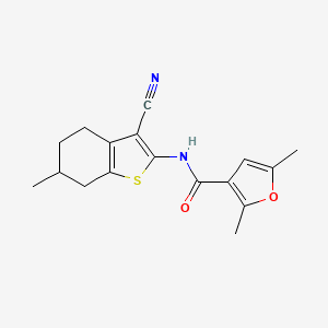 molecular formula C17H18N2O2S B4184722 N-(3-cyano-6-methyl-4,5,6,7-tetrahydro-1-benzothiophen-2-yl)-2,5-dimethylfuran-3-carboxamide 
