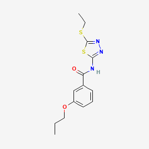 molecular formula C14H17N3O2S2 B4184770 N-[5-(ethylsulfanyl)-1,3,4-thiadiazol-2-yl]-3-propoxybenzamide 