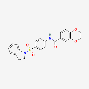 molecular formula C23H20N2O5S B4184796 N-[4-(2,3-dihydro-1H-indol-1-ylsulfonyl)phenyl]-2,3-dihydro-1,4-benzodioxine-6-carboxamide 