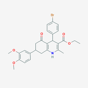 molecular formula C27H28BrNO5 B418481 ethyl 4-(4-bromophenyl)-7-(3,4-dimethoxyphenyl)-2-methyl-5-oxo-1,4,5,6,7,8-hexahydroquinoline-3-carboxylate 
