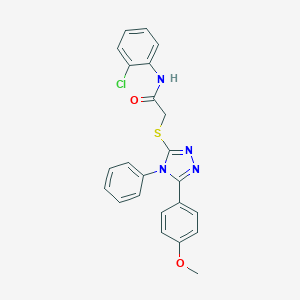 molecular formula C23H19ClN4O2S B418487 N-(2-chlorophenyl)-2-{[5-(4-methoxyphenyl)-4-phenyl-4H-1,2,4-triazol-3-yl]sulfanyl}acetamide 
