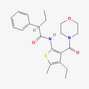 molecular formula C22H28N2O3S B4184877 N-[4-ethyl-5-methyl-3-(morpholine-4-carbonyl)thiophen-2-yl]-2-phenylbutanamide 