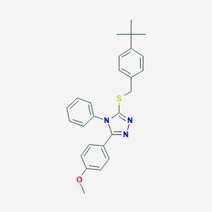 molecular formula C26H27N3OS B418493 4-{5-[(4-tert-butylbenzyl)sulfanyl]-4-phenyl-4H-1,2,4-triazol-3-yl}phenyl methyl ether 