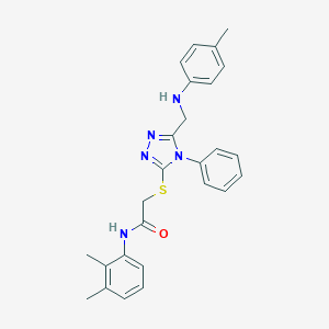 molecular formula C26H27N5OS B418500 N-(2,3-Dimethylphenyl)-2-((4-phenyl-5-((p-tolylamino)methyl)-4H-1,2,4-triazol-3-yl)thio)acetamide CAS No. 332907-06-9
