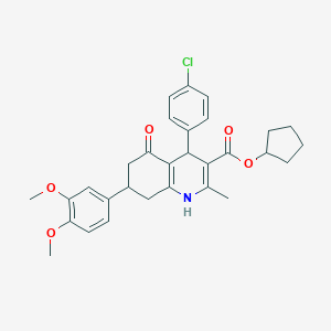 molecular formula C30H32ClNO5 B418504 cyclopentyl 4-(4-chlorophenyl)-7-(3,4-dimethoxyphenyl)-2-methyl-5-oxo-1,4,5,6,7,8-hexahydroquinoline-3-carboxylate 