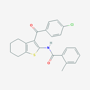 molecular formula C23H20ClNO2S B418508 N-[3-(4-chlorobenzoyl)-4,5,6,7-tetrahydro-1-benzothien-2-yl]-2-methylbenzamide 
