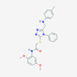 molecular formula C26H27N5O3S B418514 N-(2,5-Dimethoxyphenyl)-2-((4-phenyl-5-((p-tolylamino)methyl)-4H-1,2,4-triazol-3-yl)thio)acetamide CAS No. 332907-12-7