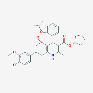 molecular formula C33H39NO6 B418515 Cyclopentyl 7-(3,4-dimethoxyphenyl)-2-methyl-5-oxo-4-[2-(propan-2-yloxy)phenyl]-1,4,5,6,7,8-hexahydroquinoline-3-carboxylate 