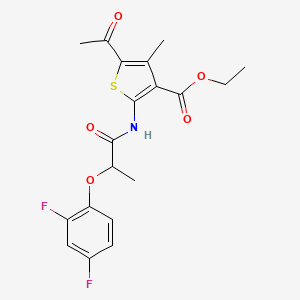 molecular formula C19H19F2NO5S B4185239 Ethyl 5-acetyl-2-{[2-(2,4-difluorophenoxy)propanoyl]amino}-4-methylthiophene-3-carboxylate 