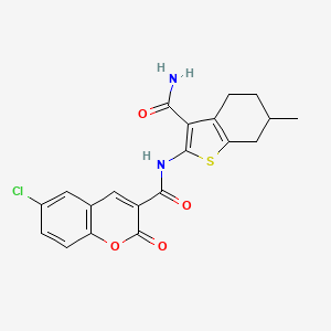 molecular formula C20H17ClN2O4S B4185242 N-(3-carbamoyl-6-methyl-4,5,6,7-tetrahydro-1-benzothiophen-2-yl)-6-chloro-2-oxo-2H-chromene-3-carboxamide 