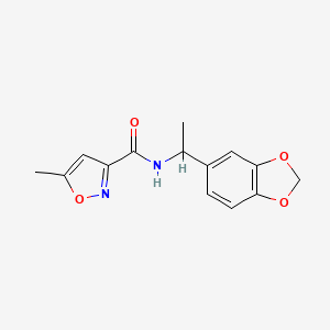 molecular formula C14H14N2O4 B4185274 N-[1-(1,3-benzodioxol-5-yl)ethyl]-5-methyl-1,2-oxazole-3-carboxamide 