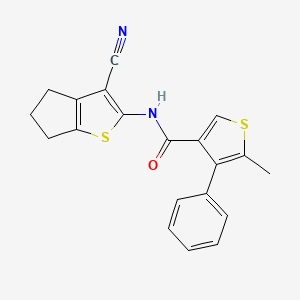 molecular formula C20H16N2OS2 B4185398 N-{3-CYANO-4H5H6H-CYCLOPENTA[B]THIOPHEN-2-YL}-5-METHYL-4-PHENYLTHIOPHENE-3-CARBOXAMIDE 