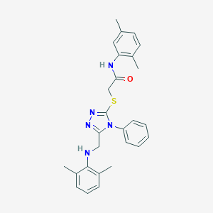 molecular formula C27H29N5OS B418551 N-(2,5-Dimethylphenyl)-2-((5-(((2,6-dimethylphenyl)amino)methyl)-4-phenyl-4H-1,2,4-triazol-3-yl)thio)acetamide CAS No. 332911-62-3