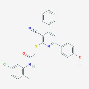 molecular formula C28H22ClN3O2S B418557 N-(5-chloro-2-methylphenyl)-2-{[3-cyano-6-(4-methoxyphenyl)-4-phenyl-2-pyridinyl]sulfanyl}acetamide 