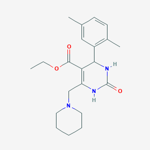 molecular formula C21H29N3O3 B4185683 ETHYL 4-(2,5-DIMETHYLPHENYL)-2-OXO-6-(PIPERIDINOMETHYL)-1,2,3,4-TETRAHYDRO-5-PYRIMIDINECARBOXYLATE 