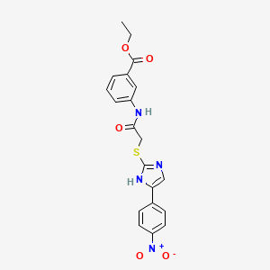 molecular formula C20H18N4O5S B4185706 ETHYL 3-[(2-{[4-(4-NITROPHENYL)-1H-IMIDAZOL-2-YL]SULFANYL}ACETYL)AMINO]BENZOATE 